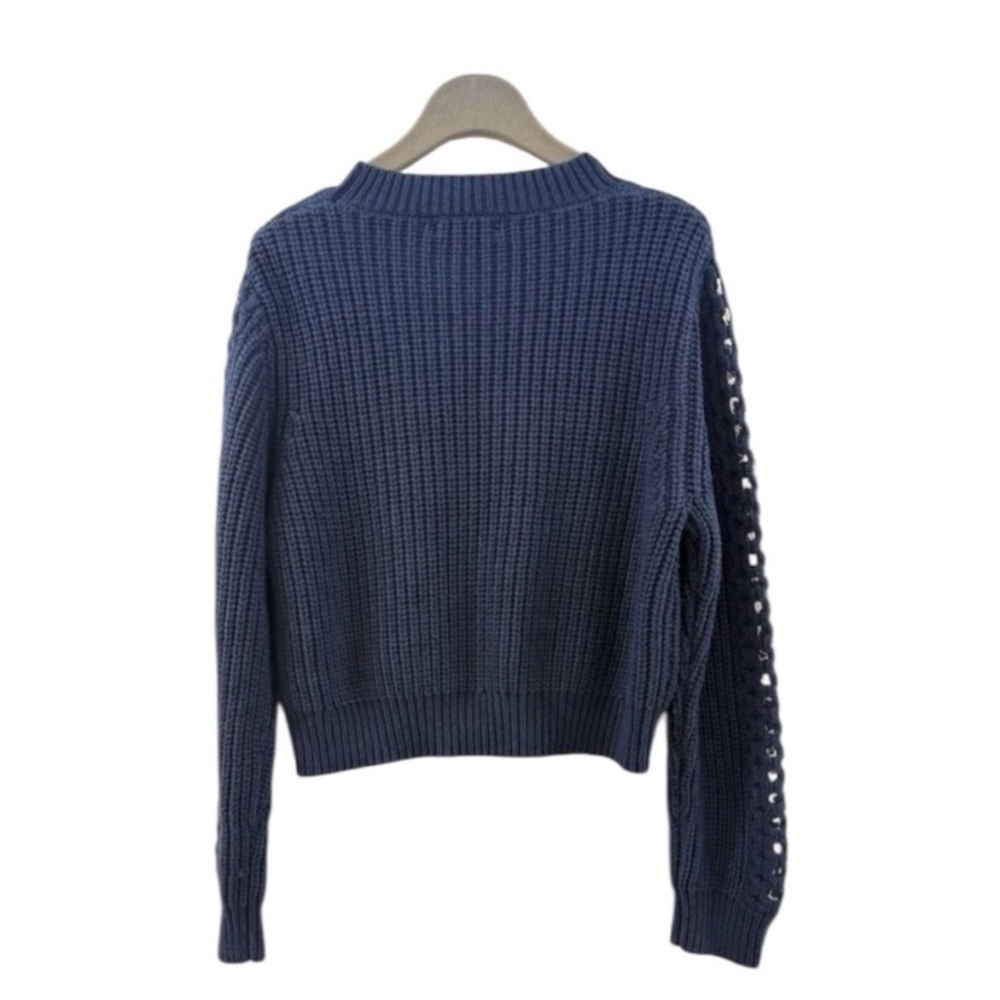 Jason Wu Collective Woven Detail Sweater Crew Neck Dark Blue Size XXL - Picture 6 of 9